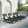 Christopher Knight Home Salton Outdoor Aluminum and Mesh Chaise Lounge Set, 4-Pcs Set, White / White(Black + Dark Gray)