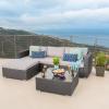 Christopher Knight Home Santa Rosa Outdoor Wicker 4 Seater Sectional Conversation Set with Aluminum Frame and Water Resistant Cushions