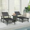 Teresa Outdoor Aluminum Chaise Lounge Set with C-Shaped End Table, White(Black)