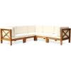 Christopher Knight Home Outdoor Acacia Wood 5 Seater Sectional Sofa Set with Water-Resistant Cushions, Teak and Beige