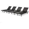 Christopher Knight Home Salton Outdoor Aluminum and Mesh Chaise Lounge Set, 4-Pcs Set, White / White(Black + Dark Gray)