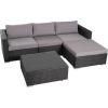 Christopher Knight Home Santa Rosa Outdoor Wicker 4 Seater Sectional Conversation Set with Aluminum Frame and Water Resistant Cushions
