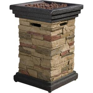 Christopher Knight Home Chesney Stone MGO Fire Column – 40,000 BTU, 19.5″, Natural Stone