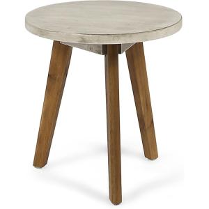 Christopher Knight Home Gino Outdoor Acacia Wood Side Table, Light Gray Finish/Natural Finish