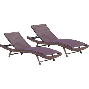 Christopher Knight Home Kauai Textilene Chaise Lounge Set, 2-Pcs Set, Multibrown