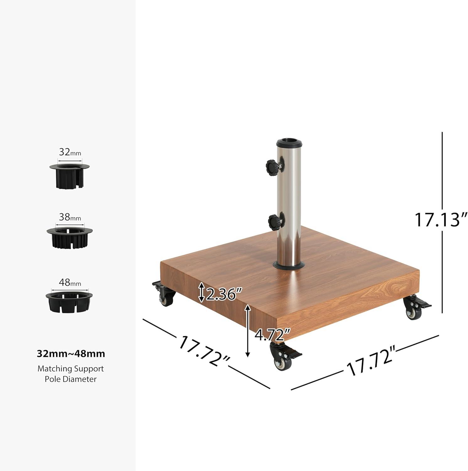 image:imageChristopher Knight Home Barri Patio Umbrella Base with Wheels Square Outdoor Umbrella Stand Metal Umbrella Holder with Stainless Steel Tube Natural Brown