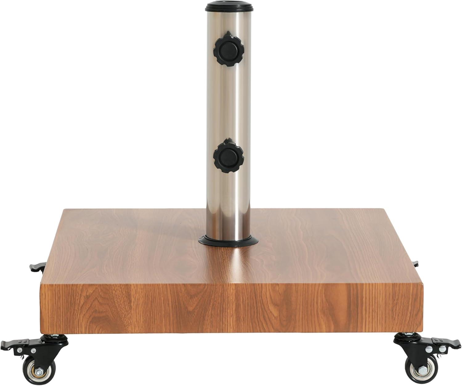 image:imageChristopher Knight Home Barri Patio Umbrella Base with Wheels Square Outdoor Umbrella Stand Metal Umbrella Holder with Stainless Steel Tube Natural Brown