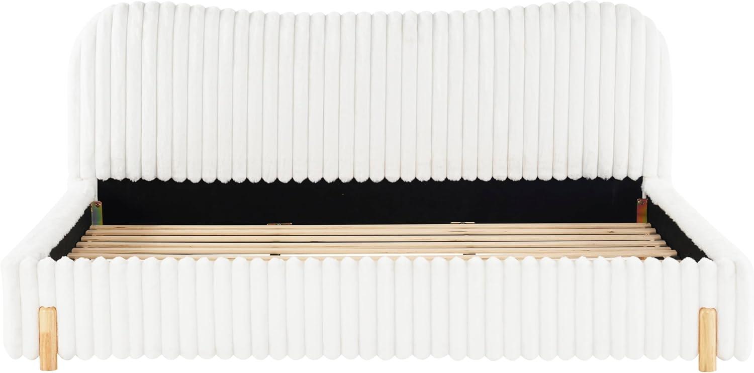 image:imageChristopher Knight Home Loeeta King Size Platform Bed Sleek Boucle Upholstered Bed Frame with Wavy Headboard and Vertical Stitching Wooden Slats No Box Spring Needed Easy Assembly WhiteKing