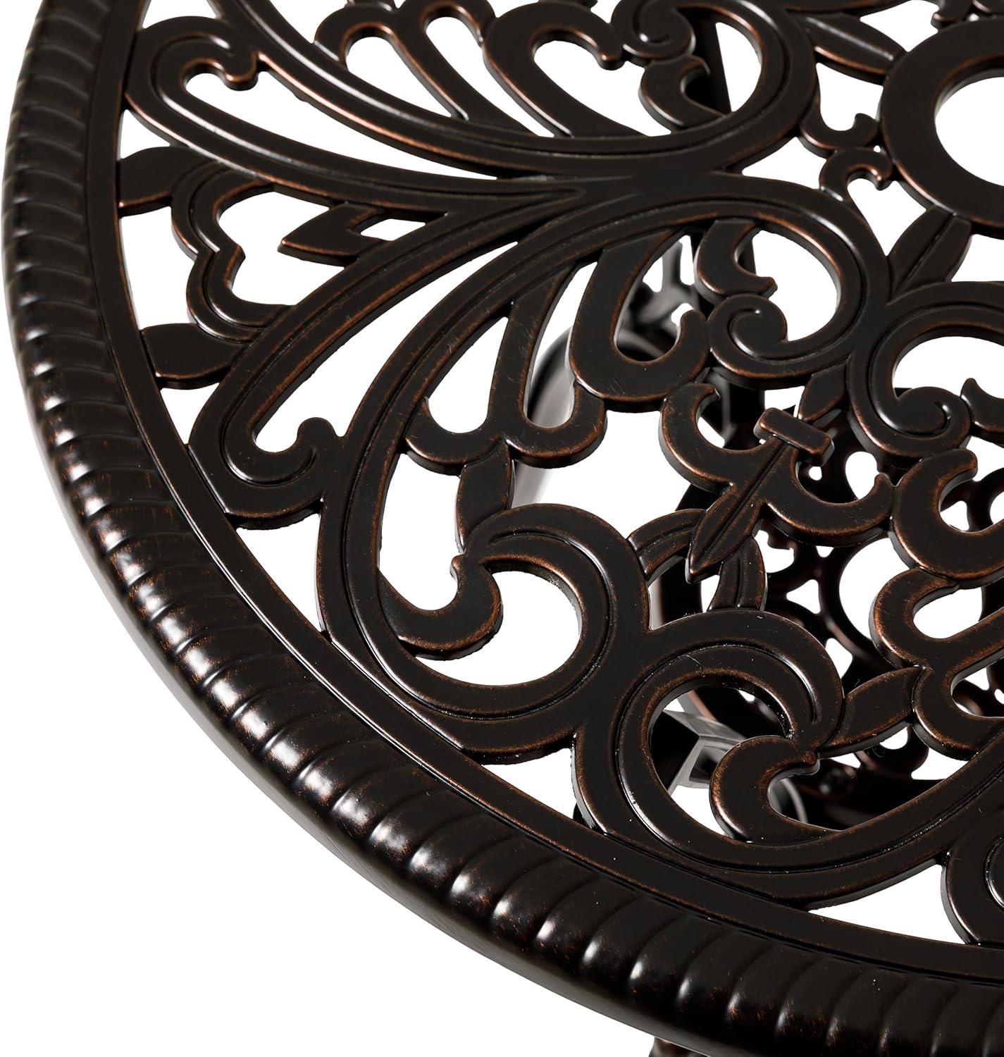 image:imageChristopher Knight Home Vigo Aluminum Outdoor Bistro Table with Umbrella Hole Small Metal Round Side Table Outdoor Bistro Dining Table Copper