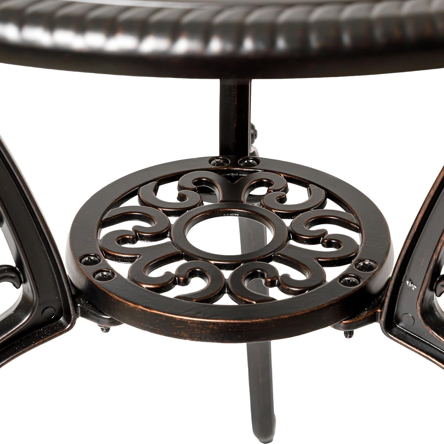 image:imageChristopher Knight Home Vigo Aluminum Outdoor Bistro Table with Umbrella Hole Small Metal Round Side Table Outdoor Bistro Dining Table Copper