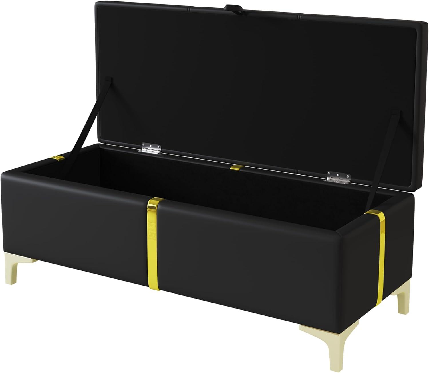 image:imageGDFStudio Gomar 2Piece Bedroom Sets Queen Size Storage Bed Frame with Hydraulic Lift amp Ottoman Bench Velvet Upholstered Platform Bed Soft Fabric Headboard No Spring Box Needed Gold Decor BeigeBlack