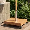 Christopher Knight Home Barri Patio Umbrella Base with Wheels, Square Outdoor Umbrella Stand, Metal Umbrella Holder with Stainless Steel Tube, Natural Brown