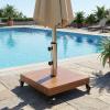 Christopher Knight Home Barri Patio Umbrella Base with Wheels, Square Outdoor Umbrella Stand, Metal Umbrella Holder with Stainless Steel Tube, Natural Brown