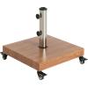 Christopher Knight Home Barri Patio Umbrella Base with Wheels, Square Outdoor Umbrella Stand, Metal Umbrella Holder with Stainless Steel Tube, Natural Brown