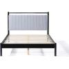Christopher Knight Home Elize Queen Size Wood Platform Bed Frame with Fluffy Soft Upholstered Headboard, Wood Bed Support and Slat, Fully Mattress Foundation, No Box Spring Needed, Black+Gray(Queen)