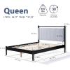 Christopher Knight Home Elize Queen Size Wood Platform Bed Frame with Fluffy Soft Upholstered Headboard, Wood Bed Support and Slat, Fully Mattress Foundation, No Box Spring Needed, Black+Gray(Queen)