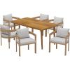 Christopher Knight Home Elko Acacia Wood Outdoor Dining Set for 6, Wooden 7 Piece Patio Dining Table Set, Outdoor Metal Dining Chair and Table Set with Cushion, Patio Furniture Set, Teak+Light Gray(Teak+light Gray)