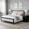 Christopher Knight Home Galt King Size Wood Platform Bed Frame, Fluffy Soft Upholstered Headboard and Footboard, Wood Bed Support and Slat, Fully Mattress Foundation, No Box Spring Needed, Black+Gray(Queen)