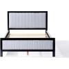 Christopher Knight Home Galt King Size Wood Platform Bed Frame, Fluffy Soft Upholstered Headboard and Footboard, Wood Bed Support and Slat, Fully Mattress Foundation, No Box Spring Needed, Black+Gray(Queen)