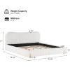 Christopher Knight Home Loeeta King Size Platform Bed, Sleek Boucle Upholstered Bed Frame with Wavy Headboard and Vertical Stitching, Wooden Slats, No Box Spring Needed, Easy Assembly, White(King)