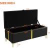 GDFStudio Gomar 2-Piece Bedroom Sets, Queen Size Storage Bed Frame with Hydraulic Lift & Ottoman Bench, Velvet Upholstered Platform Bed, Soft Fabric Headboard, No Spring Box Needed, Gold Decor, Beige(Black)