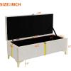 GDFStudio Gomar 2-Piece Bedroom Sets, Queen Size Storage Bed Frame with Hydraulic Lift & Ottoman Bench, Velvet Upholstered Platform Bed, Soft Fabric Headboard, No Spring Box Needed, Gold Decor, Beige(Beige)