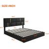 GDFStudio Gomar 2-Piece Bedroom Sets, Queen Size Storage Bed Frame with Hydraulic Lift & Ottoman Bench, Velvet Upholstered Platform Bed, Soft Fabric Headboard, No Spring Box Needed, Gold Decor, Beige(Black)