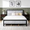 Christopher Knight Home Galt King Size Wood Platform Bed Frame, Fluffy Soft Upholstered Headboard and Footboard, Wood Bed Support and Slat, Fully Mattress Foundation, No Box Spring Needed, Black+Gray(King)