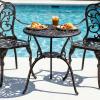Christopher Knight Home Vigo Aluminum Outdoor Bistro Table with Umbrella Hole, Small Metal Round Side Table, Outdoor Bistro Dining Table, Copper