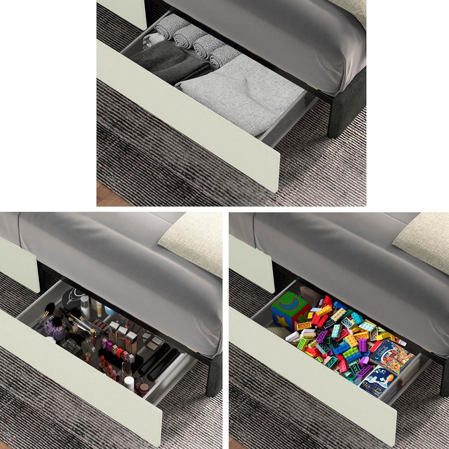 image:imageChristopher Knight Home Anda Upholstered Bed with Storage Queen Size Platform Bed Frame with 4 Drawers Tufted Headboard Wooden Slat Mattress Support No Box Spring Needed Ivory BoucleIvory queen 2 Drawers tufted