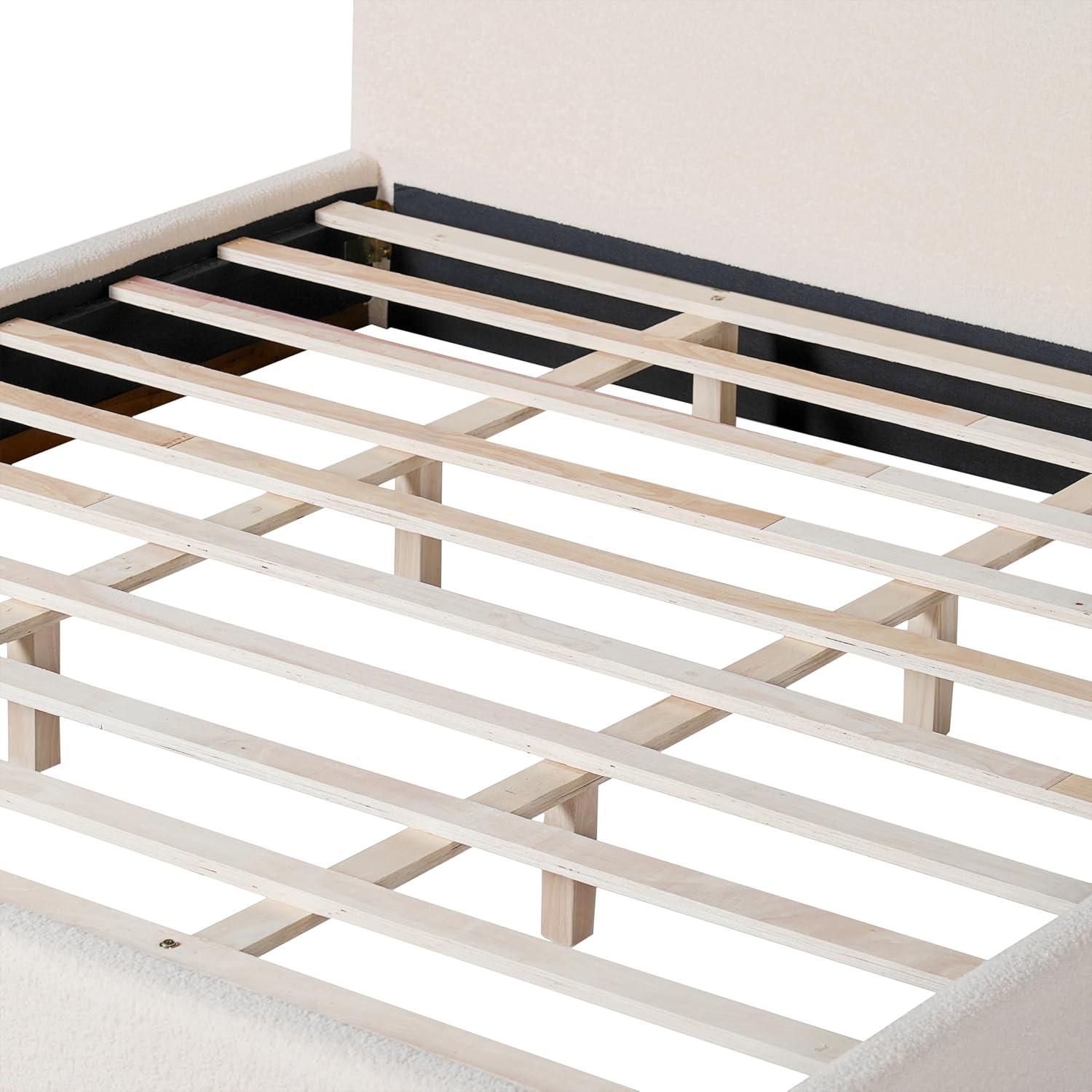 image:imageChristopher Knight Home Bettine Boucle Rectangular King Size Headboard Kind Size Bed Boucle Headboard and Footboard Slat Panel Support Platform Bed No Spring Box Needed Easy Assembly WhiteKing