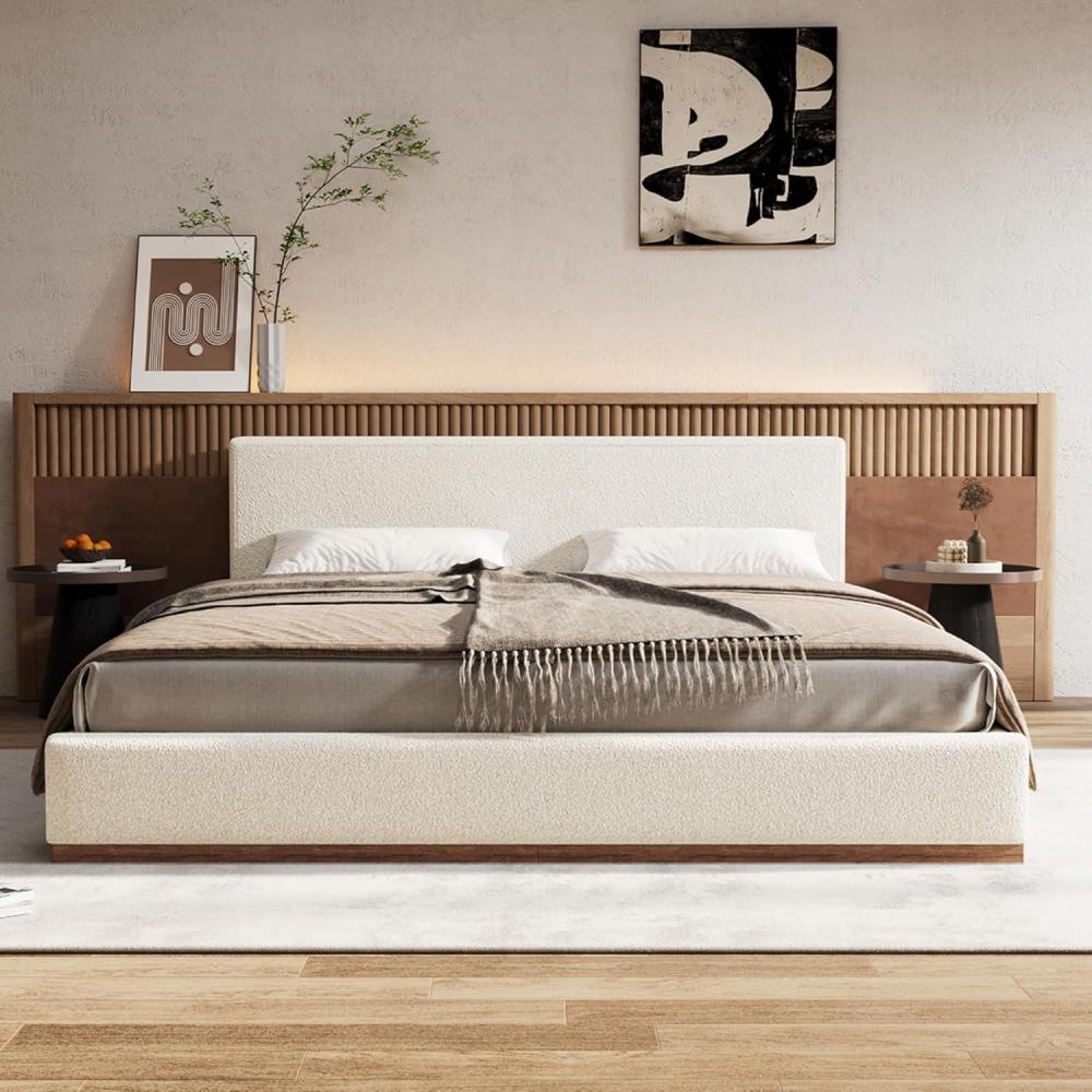 image:imageChristopher Knight Home Bettine Boucle Rectangular King Size Headboard Kind Size Bed Boucle Headboard and Footboard Slat Panel Support Platform Bed No Spring Box Needed Easy Assembly WhiteKing