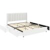 Christopher Knight Home Anda Upholstered Bed with Storage, Queen Size Platform Bed Frame with 4 Drawers Tufted Headboard, Wooden Slat Mattress Support, No Box Spring Needed, Ivory Boucle(Ivory queen 4 Drawers tufted)