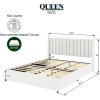 Christopher Knight Home Anda Upholstered Bed with Storage, Queen Size Platform Bed Frame with 4 Drawers Tufted Headboard, Wooden Slat Mattress Support, No Box Spring Needed, Ivory Boucle(Ivory queen 4 Drawers tufted)