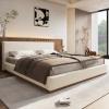 Christopher Knight Home Bettine Boucle Rectangular King Size Headboard, Kind Size Bed, Boucle Headboard and Footboard, Slat Panel Support Platform Bed, No Spring Box Needed, Easy Assembly, White(King)