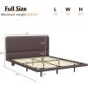 Christopher Knight Home Queen Size Floating Bedframe, Upholstered Bed Frame with Headboard, Faux Leather Platform Bed, Modern Design with LED Lighting, Easy Assembly, No Boxing Spring Needed, Coffee(Coffee Full Size)