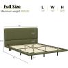 Christopher Knight Home Queen Size Floating Bedframe, Upholstered Bed Frame with Headboard, Faux Leather Platform Bed, Modern Design with LED Lighting, Easy Assembly, No Boxing Spring Needed, Coffee(Green Full Size)