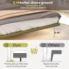Christopher Knight Home Queen Size Floating Bedframe, Upholstered Bed Frame with Headboard, Faux Leather Platform Bed, Modern Design with LED Lighting, Easy Assembly, No Boxing Spring Needed, Coffee(Green Full Size)