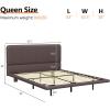 Christopher Knight Home Queen Size Floating Bedframe, Upholstered Bed Frame with Headboard, Faux Leather Platform Bed, Modern Design with LED Lighting, Easy Assembly, No Boxing Spring Needed, Coffee(Coffee Queen Size)