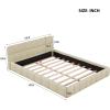 Christopher Knight Home Veatch Queen Size Bed Frame, Upholstered Headboard and Footboard, Wood Slats Panel Support, Square Block Headboard Design, Thick Fabric Grounded Bed No Spring Box Needed, Gray(Beige)
