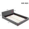 Christopher Knight Home Veatch Queen Size Bed Frame, Upholstered Headboard and Footboard, Wood Slats Panel Support, Square Block Headboard Design, Thick Fabric Grounded Bed No Spring Box Needed, Gray(Grey)