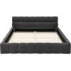 GDFSTUDIO Boden Queen Size Upholstered Bed Frame, Chenille Thick Headboard, Grounded Platform Beding, Block Design Beds with Back Support and Wood Frame for Bedroom, No Box Spring Needed, Dark Gray(Dark Gray)