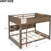 GDFStudio Boden Queen Size Bunk Bed, Two Queen Size Beds, Wooden Bunk Bed with Storage Cabinets and USB Ports, Solid Wood Frame, Storage and Charge Design, Guardrails Included, Space Saving, Brown