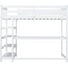 GDFStudio Boden Twin Size Loft Bed, Twin Size Loft Bed with Storage Shelves, Wooden Frame with Rectangular Desk, Under-Bed Desk, Bunk Design, Space Saving as Small Workstation, Study Place, White