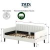 Twin Size Upholstered Daybed with 2 Drawers, Futon Sofa Bed with Storage, Ribbed Tufted Backrest Lavish Modern Design, Couch Bed Frame for Bedroom Living Room Guest Room Apartment,Beige Velvet(Ivory Boucle)
