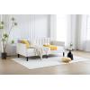 Twin Size Upholstered Daybed with 2 Drawers, Futon Sofa Bed with Storage, Ribbed Tufted Backrest Lavish Modern Design, Couch Bed Frame for Bedroom Living Room Guest Room Apartment,Beige Velvet(Ivory Boucle)