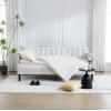 Twin Size Upholstered Daybed with 2 Drawers, Futon Sofa Bed with Storage, Ribbed Tufted Backrest Lavish Modern Design, Couch Bed Frame for Bedroom Living Room Guest Room Apartment,Beige Velvet(Ivory Boucle)