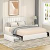 Christopher Knight Home Anda Upholstered Bed with Storage, Queen Size Platform Bed Frame with 4 Drawers Tufted Headboard, Wooden Slat Mattress Support, No Box Spring Needed, Ivory Boucle(Ivory queen 2 Drawers tufted)