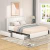 Christopher Knight Home Anda Upholstered Bed with Storage, Queen Size Platform Bed Frame with 4 Drawers Tufted Headboard, Wooden Slat Mattress Support, No Box Spring Needed, Ivory Boucle(Ivory queen 4 Drawers tufted)