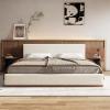 Christopher Knight Home Bettine Boucle Rectangular King Size Headboard, Kind Size Bed, Boucle Headboard and Footboard, Slat Panel Support Platform Bed, No Spring Box Needed, Easy Assembly, White(King)